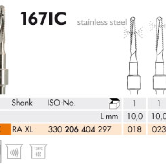 MEISINGER ÇELİK CERRAHİ Soğutmalı Frez 167 IC Fıssur 018 - 023