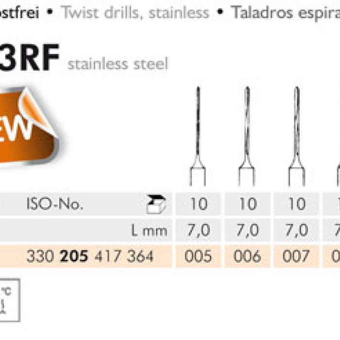 MEISINGER RAL - 203 RF ÇELİK CERRAHİ Dril Frezi Stainles Steel 005 - 011